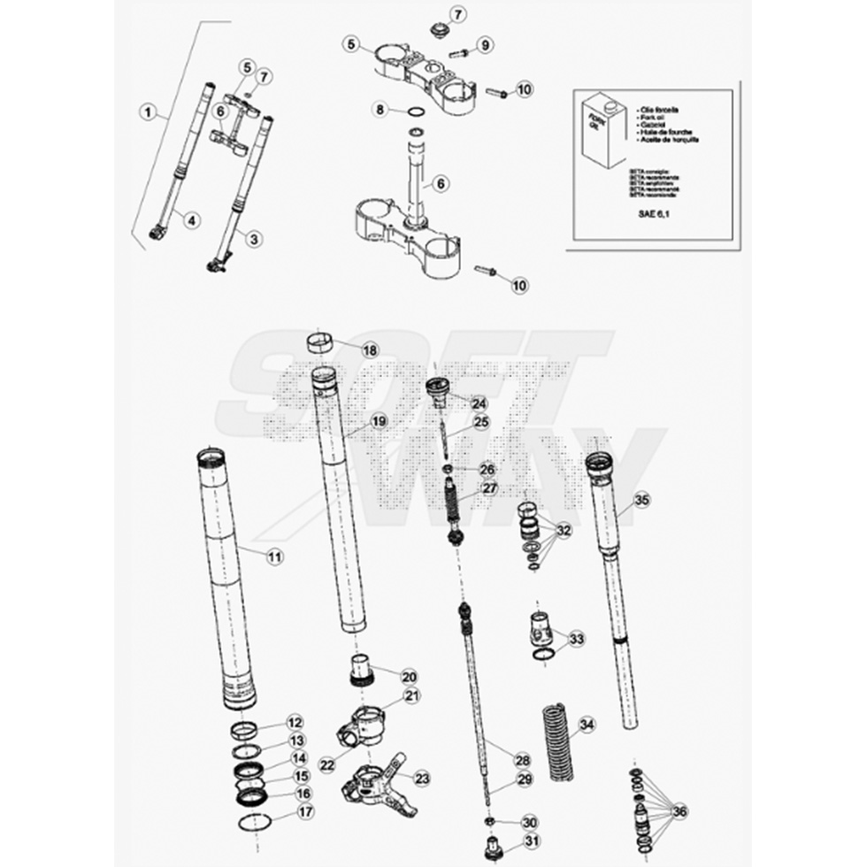 Beta RR300 2T Racing 16 Gabel Ersatzteile